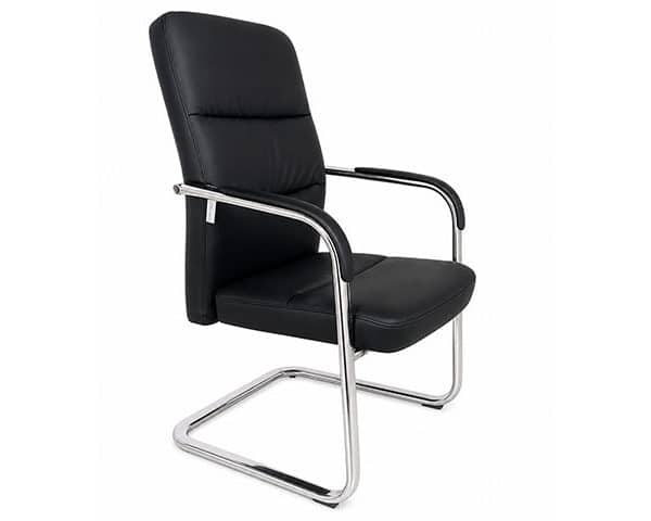 FAUTEUIL VISITEUR EN LUGE PU 8053V-1 NOIR