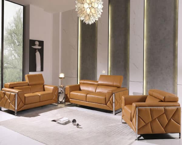 SALON CUIR 7 PLACES S-903 COULEUR CAMEL A0252