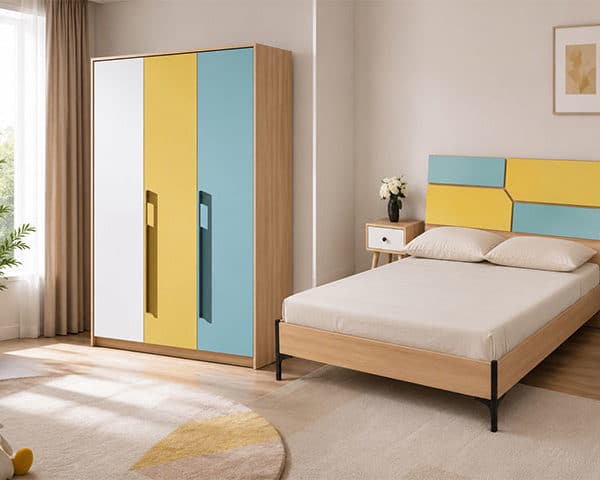 CHAMBRE A COUCHER ENFANT 120X200 A81203 3 PTS BAT CLR 03 JAUNE/BLAN Z