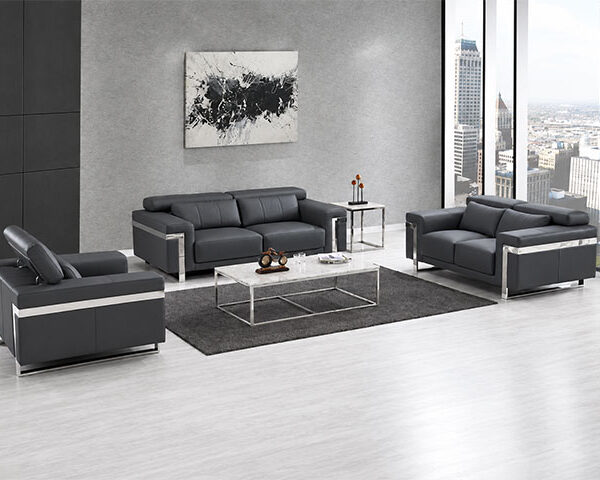 SALON CUIR 7 PLACES FM068 DARREN CLR GRIS FONCE 2834