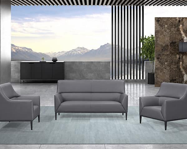 SALON DE BUREAU PU 5 PLACES REF 3207 GRIS 913652 205*93*80