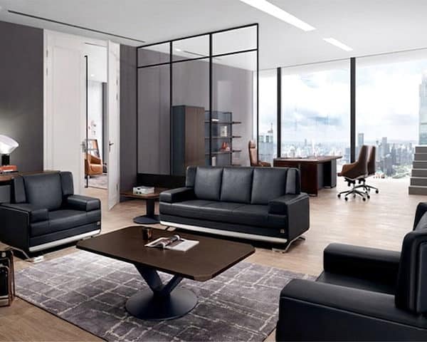 SALON DE BUREAU 5 PLACES PU SF-175 NOIR C4 223*86*79