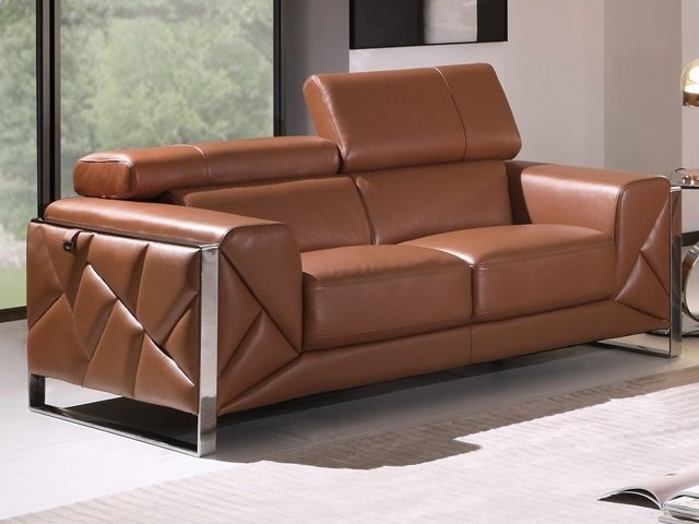 SALON CUIR 6 PLACES S-903 COULEUR CAMEL A0252