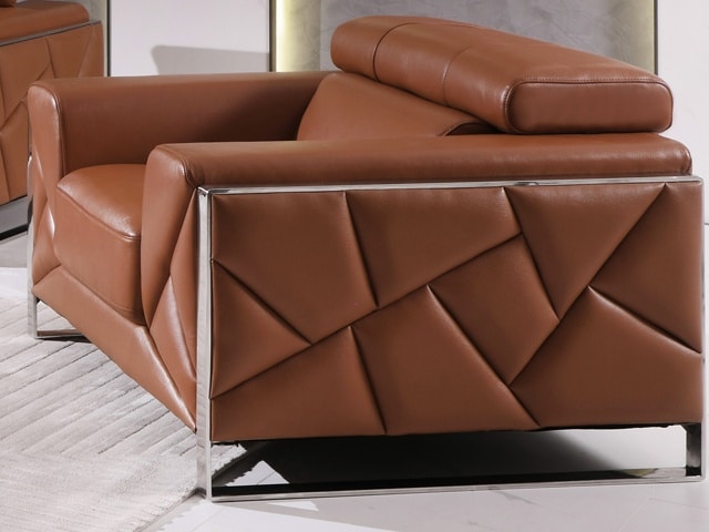 SALON CUIR 7 PLACES S-903 COULEUR MARRON CARAMEL A96