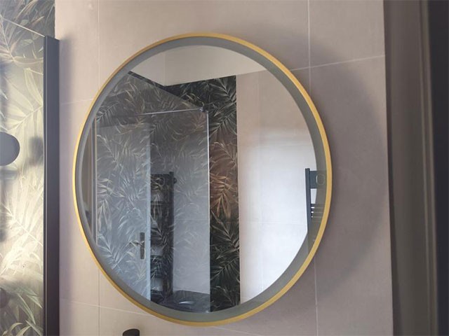 MIROIR LED REF LS80 ROND COULEUR BLANC/DOREE