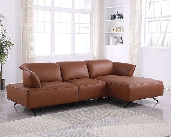 SALON EN CUIR 3 PLACES ANGLE LE-1221 COULEUR D13306 MARRON 292*167.5