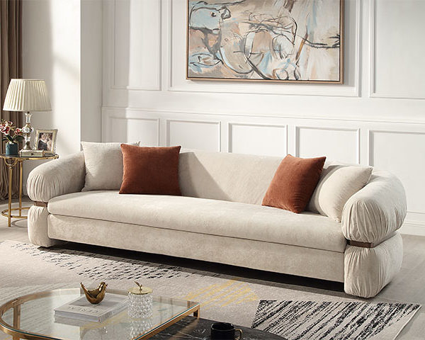 CANAPE EN TISSU 3 PLACES S-1234 COULEUR GA-SOLO111 BEIGE