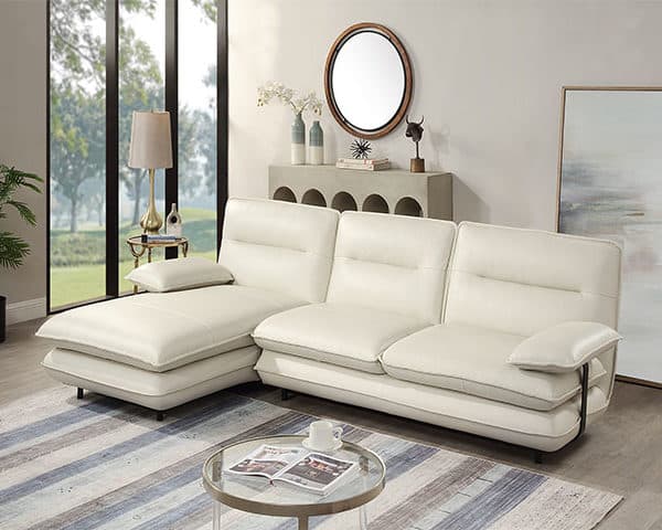SALON EN CUIR 3 PLACES ANGLE L-1255 COULEUR PC12357 CREME