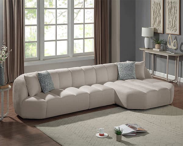 SALON TISSU 4 PLACES ANGLE L-1258 COULEUR TAKODA LINEN BEIGE
