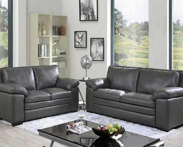 SALON CUIR 6 PLACES S-131 COULEUR A9002 GRIS FONCE