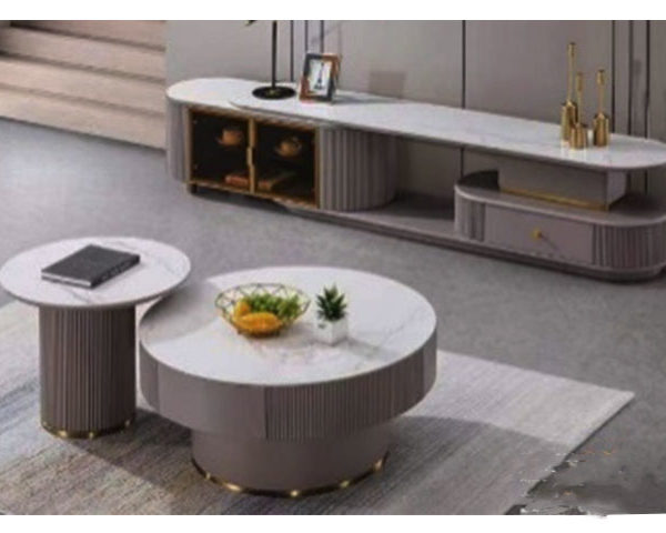 MEUBLE TV 2101+TABLE BASSE 2101+TABLE DE COIN REF2101 GRIS/BLAN DES Z