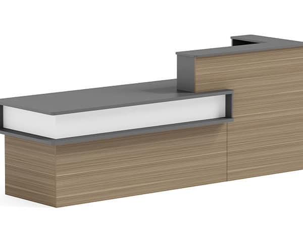 COMPTOIR DE RECEPTION OZ 3137-28 2800*650*1050 MARRON/BLANC
