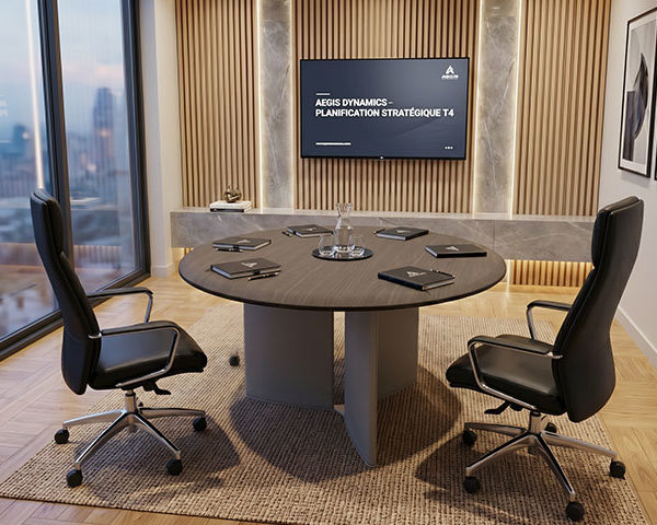 TABLE DE REUNION RONDE OZ 3720-09 900*750 EBONY + IRON GRAY 2 PLACES