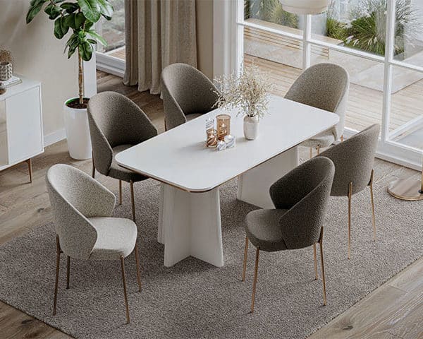 TABLE A MANGER 6 PLACES ALVITO 2075X1075X60 MM COULEUR MARRON BLANC