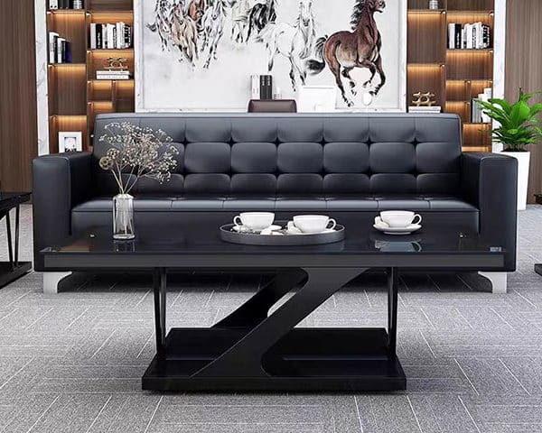 TABLE BASSE DE BUREAU KC-CA37# 1200*600*430 VERRE NOIRE