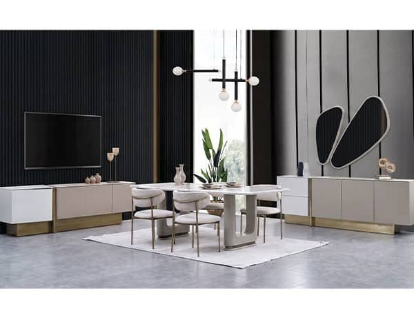 PACK DEFNE BUFFET MIRROIR+MEUBLE TV+TABLE A MANGER 6 PL Z