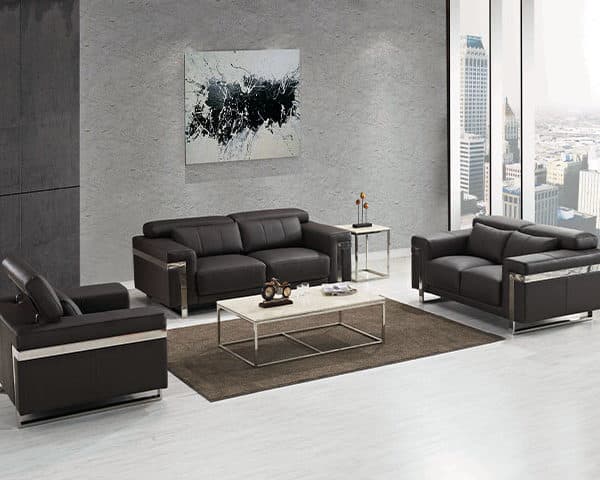 SALON CUIR 6 PLACES FM068 DARREN CLR NOIRE AG03