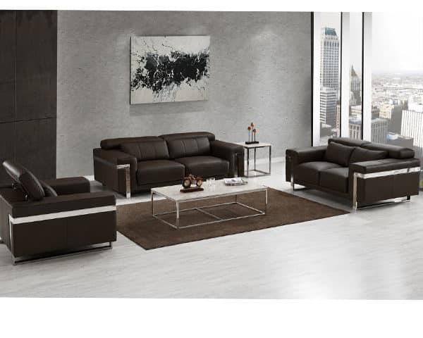 SALON CUIR 6 PLACES FM068 DARREN CLR MARRON FONCE AG04