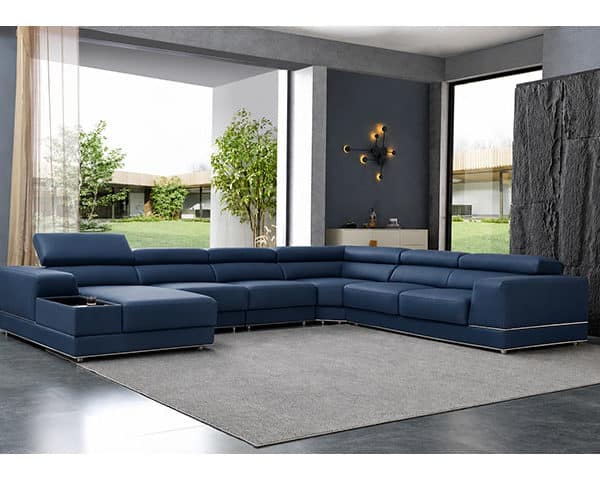 SALON CUIR 6 PLACES ANGLE FM597 CLR BLEUE BA1804