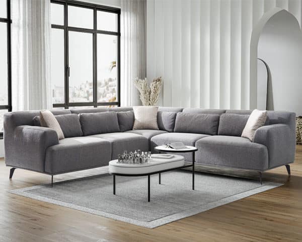 SALON TISSU ANGLE 5 PLACES MORE COULEUR GRIS / FONCE