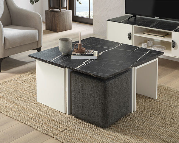 TABLE BASSE NIA 1025X1025X53 COULEUR MARRON/BLANC