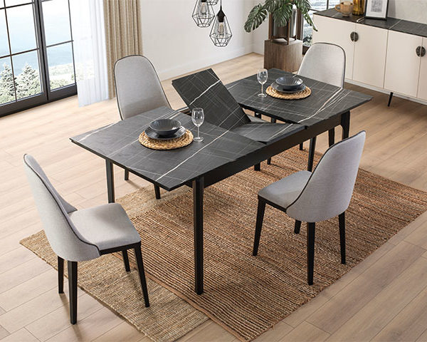 TABLE A MANGER 6 PLACES EXTENSIBLE NIA 1775X1060X175 COULEUR NOIRE