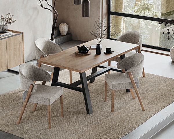 TABLE A MANGER 6 PLACES OLIVIER 1875X975X51 COULEUR MARRON/GRIS