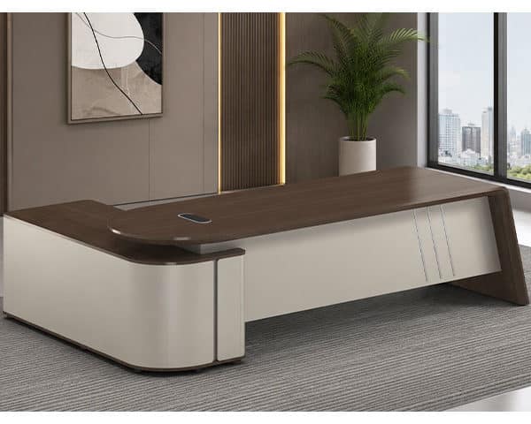 BUREAU DIRECTION + RETOUR OZ 3701-26 2600*1800*750 CLR EBONY+IRON GRI