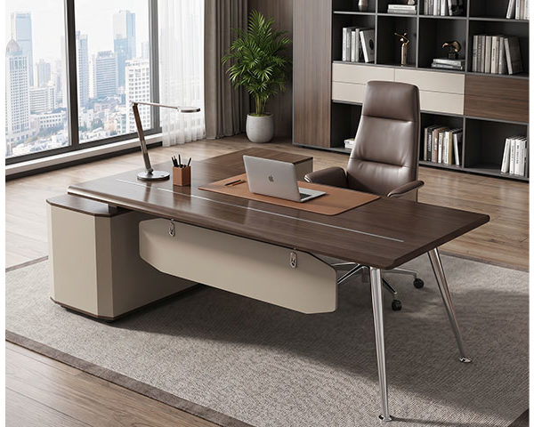 BUREAU DIRECTION + RETOUR OZ 3707-18 1800*1600*750 CLR EBONY+IRON GRI