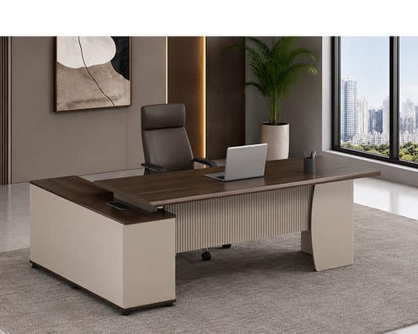 BUREAU DIRECTION + RETOUR OZ 3710-18 1800*1600*750 CLR EBONY+IRON GRI