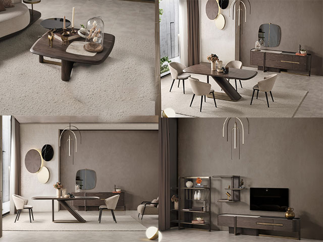 PACK WEST CONSOLE MIRROIR+TABLE BASSE+TABLE TV+TABLE A MANGER 6 PLCES