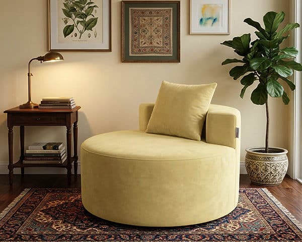 CANAPE COMPRESSE TISSU 1 PLACE QS-008L COULEUR 2501-3 JAUNE CLAIR