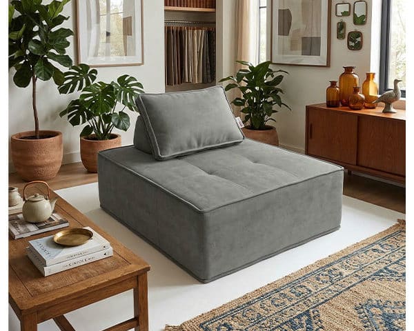 CANAPE COMPRESSE TISSU 1 PLACE QS-028 COULEUR 2408-21 GRIS CLAIR