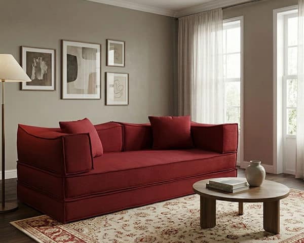 CANAPE COMPRESSE TISSU 3 PLACES QS-014L COULEUR 2405-19 ROUGE