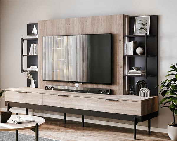 MEUBLE TV ROSETT 2240X515X55 MM COULEUR MARRON BEIGE