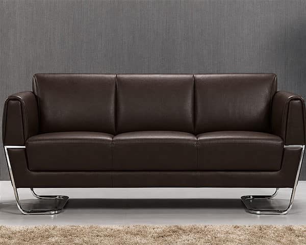 SALON DE BUREAU 3 PLACES PU SF-169 MARRON C54 198*79*80