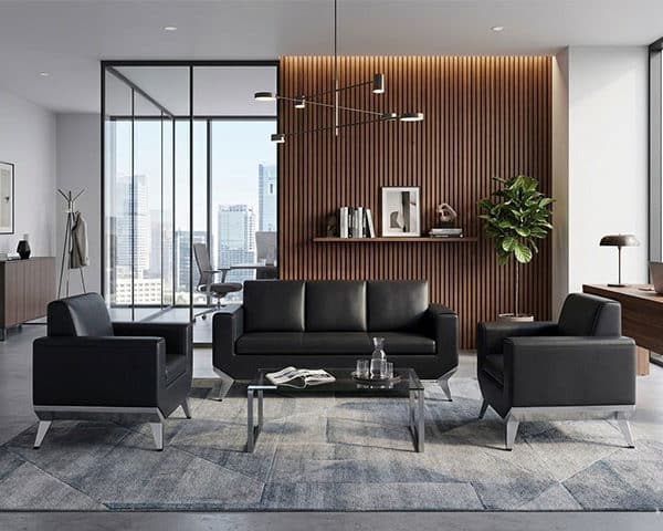 SALON DE BUREAU 5 PLACES PU SF-165 NOIRE C4 210*85*68