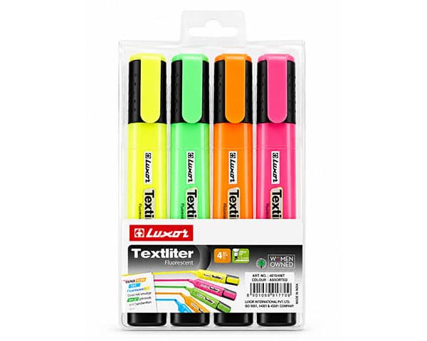 SURLIGNEUR LUXOR FLUO PQT DE 4 COULEURS REF 4010/4 WT