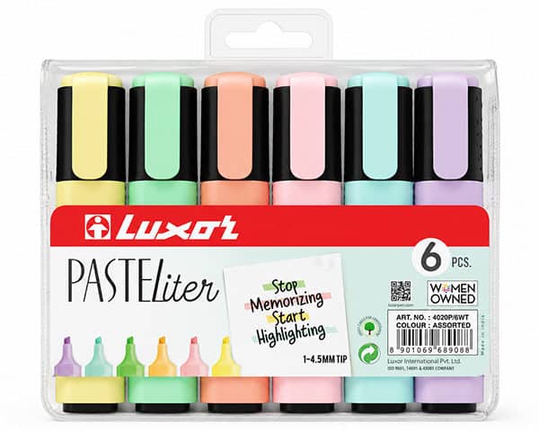 MASTEROFFICE 39 SURLIGNEUR LUXOR PASTEL PQT DE 6 COULEURS REF 4020 P/6 WT