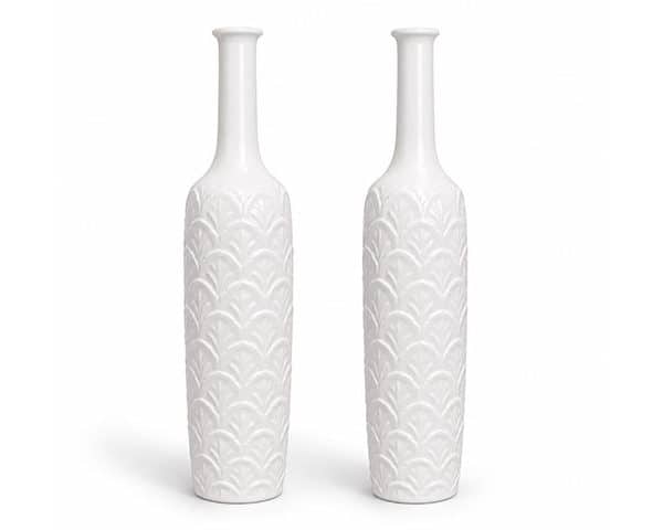 VASE DE DECORATION SET 2PCS REF 65-1WB 65-3WB COULEUR BLANC Z