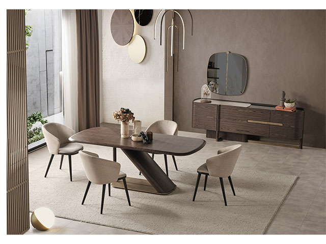 CONSOLE MIRROIR WEST 235*56*56+TABLE TV+TABLE BASSE+TAM 6 PCES MARRON