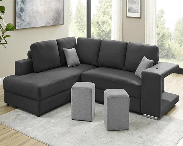 SALON TISSU 5 PLACES ANGLE (R) KARINA COULEUR MONIQUE 11 GRIS FONCE