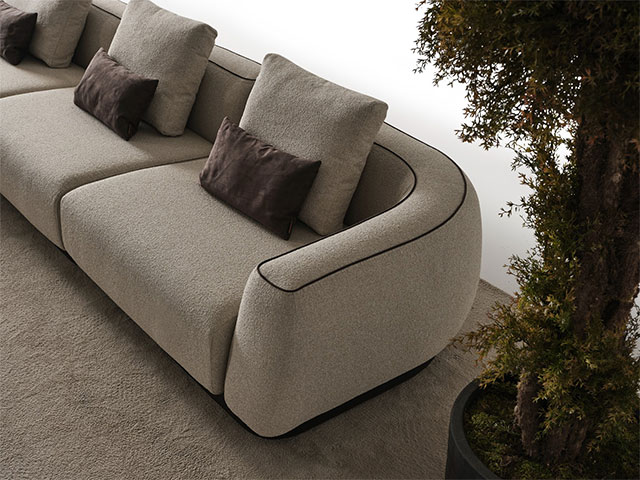 SALON EN TISSU 9 PLACES (4+3+1+1) MOON COULEUR BEIGE/JAUNE/GRIS