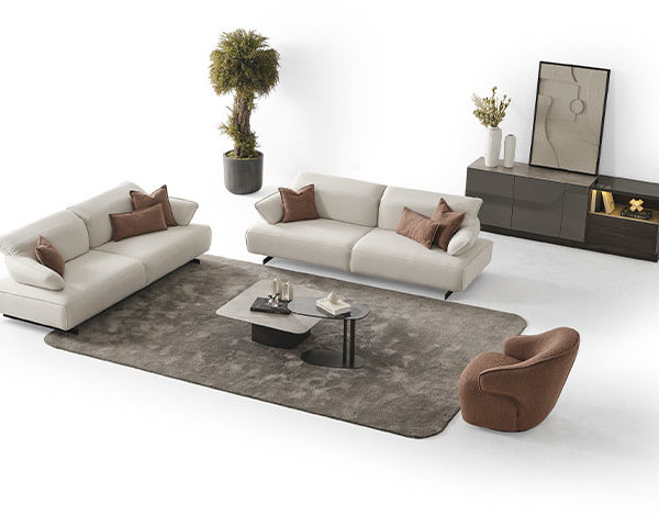 SALON EN TISSU 8 PLACES (3+3+1+1) ROYAL COULEUR MARRON/BEIGE