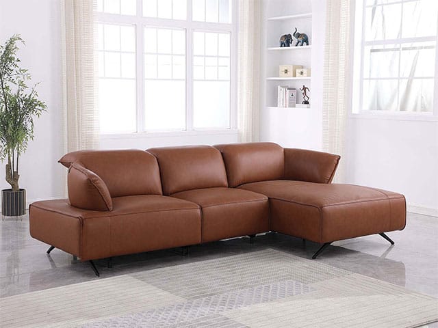 CANAPE EN CUIR 3 PLACES ANGLE LE-1221 COULEUR D13306 CAMEL 292*167.5