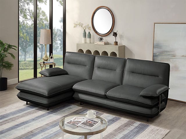 SALON CUIR 4 PLACES L-1255 COULEUR A9002 GRIS FONCE