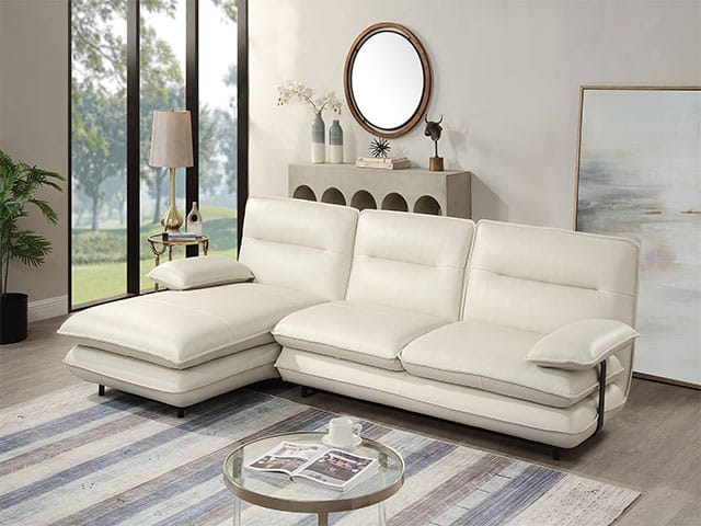 CANAPE EN CUIR 3 PLACES ANGLE L-1255 COULEUR PC12357 CREME