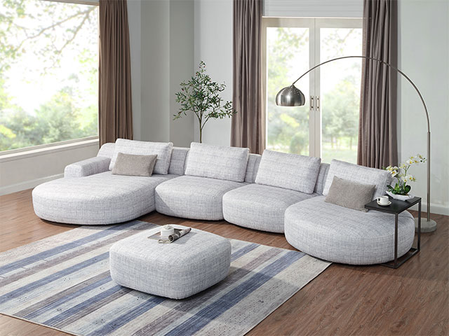 SALON TISSU 6 PLACES L-1260 COULEUR TEATRO ICE 0966.0134 GRIS