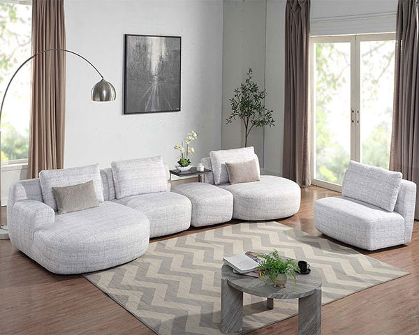 SALON TISSU 6 PLACES L-1260 COULEUR TEATRO ICE 0966.0134 GRIS