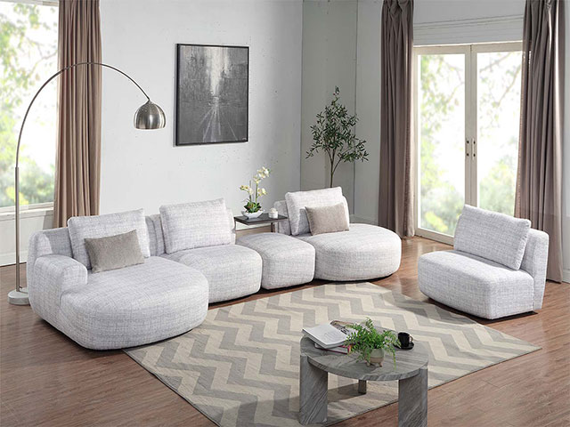 SALON TISSU 6 PLACES L-1260 COULEUR TEATRO ICE 0966.0134 GRIS